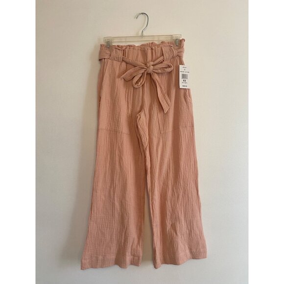 Indigo Rein Pants - Indigo Rein Misty Rose Soft Gauze Cotton Pants XS With Paperbag Waist & Tie Belt